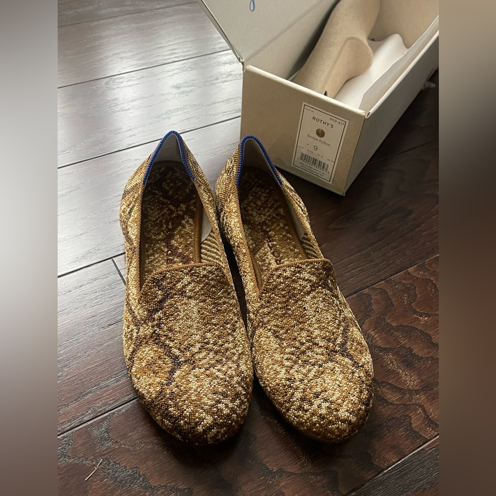 Rothy's The Loafer Bronze Python Slip On Comfort Sustainable Women size 9